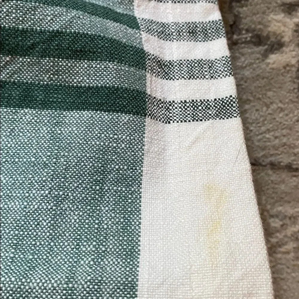 Hearth & Hand Green and White Plaid  Cotton Table Runner Good weight